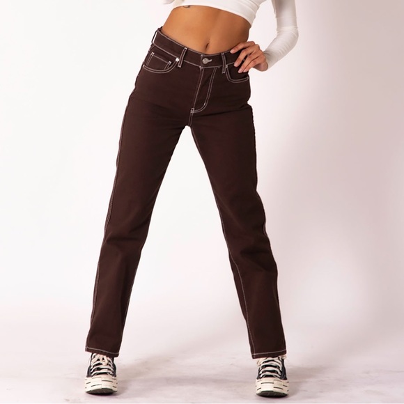Revice brown miss me ex-boyfriend new with tags, white seam button fly, size 28 - Picture 6 of 13